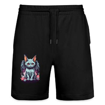 Gothic Demons Cat Pastel Vintage Design - Stanley/Stella Trainer Unisex Organic Jogging Shorts - black - Front - Nik (191cm) & Marisol (170cm)