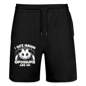 Opossum Possum Animal - Stanley/Stella Trainer Unisex Organic Jogging Shorts - black - Front - Nik (191cm) & Marisol (170cm)