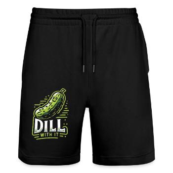 Gurke Essiggurke Gewürzgurke Essen Dill - Stanley/Stella Unisex Bio Joggingshorts Trainer  - Schwarz - Vorne - Nik (191cm) & Marisol (170cm)