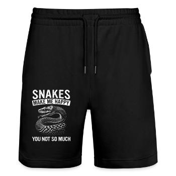 Snake, Snake, Animal - Stanley/Stella Trainer Unisex Organic Jogging Shorts - black - Front - Nik (191cm) & Marisol (170cm)