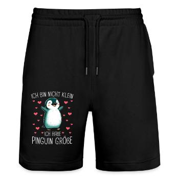 Pinguin Zwergpinguine Kaiserpinguin - Stanley/Stella Unisex Bio Joggingshorts Trainer  - Schwarz - Vorne - Nik (191cm) & Marisol (170cm)