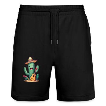 Cactus Mariachi Guitarist Cinco De Mayo - Stanley/Stella Trainer Unisex Organic Jogging Shorts - black - Front - Nik (191cm) & Marisol (170cm)