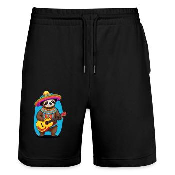 Faultier Mexikanischer Mariachi Gitarrenmusik - Stanley/Stella Unisex Bio Joggingshorts Trainer  - Schwarz - Vorne - Nik (191cm) & Marisol (170cm)