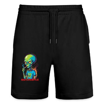 Lustiger Außerirdischer Spruch sigh...People - Stanley/Stella Unisex Bio Joggingshorts Trainer  - Schwarz - Vorne - Nik (191cm) & Marisol (170cm)