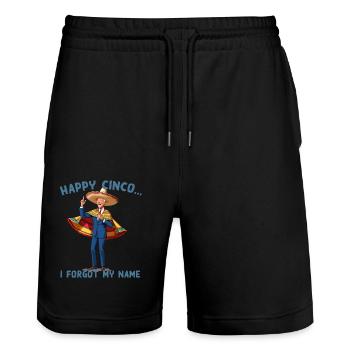 Funny confused president Mexican holiday - Stanley/Stella Trainer Unisex Organic Jogging Shorts - black - Front - Nik (191cm) & Marisol (170cm)