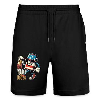 Red White Booze Retro Vintage Design - Stanley/Stella Trainer Unisex Organic Jogging Shorts - black - Front - Nik (191cm) & Marisol (170cm)