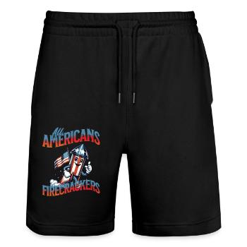 Tous les pétards américains 4 juillet Memorial Day - Short de jogging bio TRAINER Stanley/Stella unisexe - noir - Devant - Nik (191cm) & Marisol (170cm)