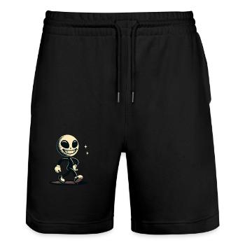 Retro Vintage Alien Halloween Costume Decoration - Stanley/Stella Trainer Unisex Organic Jogging Shorts - black - Front - Nik (191cm) & Marisol (170cm)