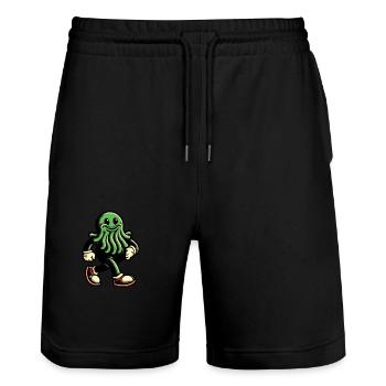 Glückliches Cthulhu Maskottchen Lustiges Monster - Stanley/Stella Unisex Bio Joggingshorts Trainer  - Schwarz - Vorne - Nik (191cm) & Marisol (170cm)