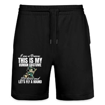 I'm a broom funny Halloween saying - Stanley/Stella Trainer Unisex Organic Jogging Shorts - black - Front - Nik (191cm) & Marisol (170cm)