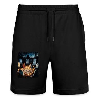Retro Vintage Design Okkulte Beschwörung Rituale - Stanley/Stella Unisex Bio Joggingshorts Trainer  - Schwarz - Vorne - Nik (191cm) & Marisol (170cm)
