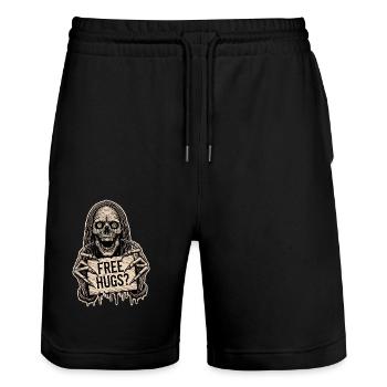 Freie Umarmungen Unheimlicher Psycho - Stanley/Stella Unisex Bio Joggingshorts Trainer  - Schwarz - Vorne - Nik (191cm) & Marisol (170cm)