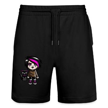 Pastell Goth Style Mürrischer Katzenliebhaber Goth - Stanley/Stella Unisex Bio Joggingshorts Trainer  - Schwarz - Vorne - Nik (191cm) & Marisol (170cm)