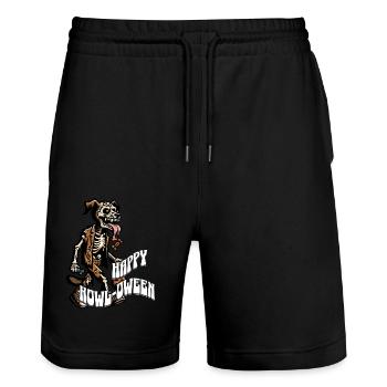 chiens heureux hurlement drôle d’halloween dicton d’halloween - Short de jogging bio TRAINER Stanley/Stella unisexe - noir - Devant - Nik (191cm) & Marisol (170cm)