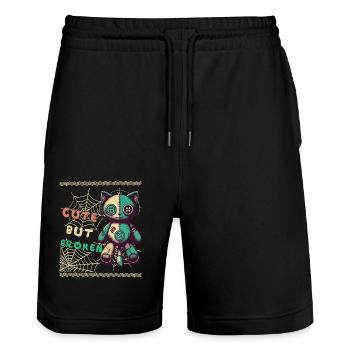 Psychopathe mental Design mignon mais cassé - Short de jogging bio TRAINER Stanley/Stella unisexe - noir - Devant - Nik (191cm) & Marisol (170cm)