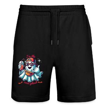 I'm the Cool Ghoul Ghost Friends - Stanley/Stella Trainer Unisex Organic Jogging Shorts - black - Front - Nik (191cm) & Marisol (170cm)