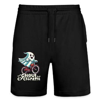 Ghoul Cyclopath Funny Halloween Bicycle - Stanley/Stella Trainer Unisex Organic Jogging Shorts - black - Front - Nik (191cm) & Marisol (170cm)