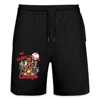 Halloween Fun with Chillin' Creeps - Stanley/Stella Trainer Unisex Organic Jogging Shorts - black - Front - Nik (191cm) & Marisol (170cm)