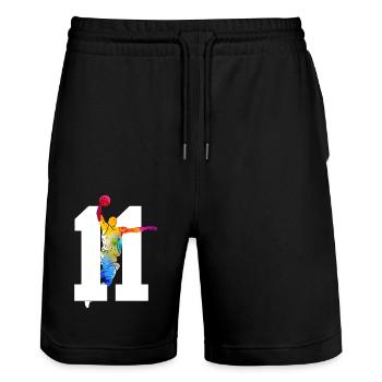 NUMBER 11 BASKETBALL 11TH BIRTHDAY - Stanley/Stella Trainer Unisex Organic Jogging Shorts - black - Front - Nik (191cm) & Marisol (170cm)