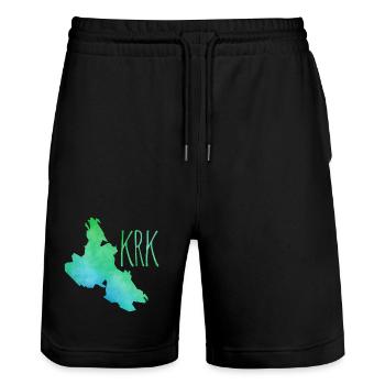 Krk - Stanley/Stella Trainer Unisex Organic Jogging Shorts - black - Front - Nik (191cm) & Marisol (170cm)