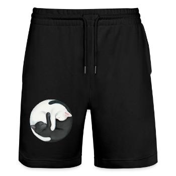 Yin Yang Balancing Cats - Stanley/Stella Trainer Unisex Organic Jogging Shorts - black - Front - Nik (191cm) & Marisol (170cm)