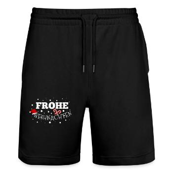Merry Christmas - Stanley/Stella Trainer Unisex Organic Jogging Shorts - black - Front - Nik (191cm) & Marisol (170cm)
