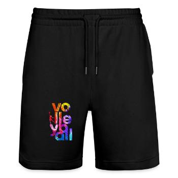 Volleyball handball sport gift - Short de jogging bio TRAINER Stanley/Stella unisexe - noir - Devant - Nik (191cm) & Marisol (170cm)