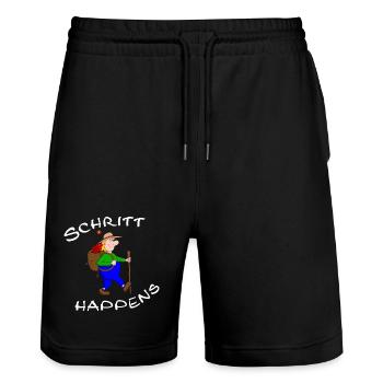 wanderlust - Stanley/Stella Trainer Unisex Organic Jogging Shorts - black - Front - Nik (191cm) & Marisol (170cm)