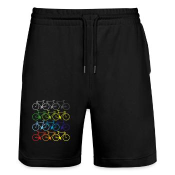 sommer fahrrad t-shirt sport - Stanley/Stella Unisex Bio Joggingshorts Trainer  - Schwarz - Vorne - Nik (191cm) & Marisol (170cm)