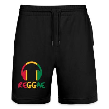 Reggae Music - Stanley/Stella Trainer Unisex Organic Jogging Shorts - black - Front - Nik (191cm) & Marisol (170cm)