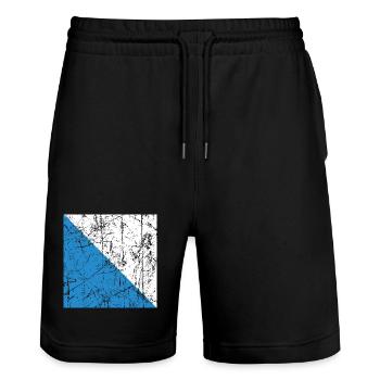Zurich flag Zuerich Fahne Schweiz Switzerland - Stanley/Stella Trainer Unisex Organic Jogging Shorts - black - Front - Nik (191cm) & Marisol (170cm)