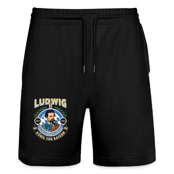 KÖNIG LUDWIG VON BAYERN - Stanley/Stella Unisex Bio Joggingshorts Trainer  - Schwarz - Vorne - Nik (191cm) & Marisol (170cm)