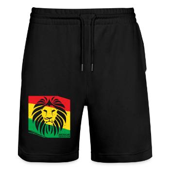 Lion in Rasta style - Stanley/Stella Trainer Unisex Organic Jogging Shorts - black - Front - Nik (191cm) & Marisol (170cm)