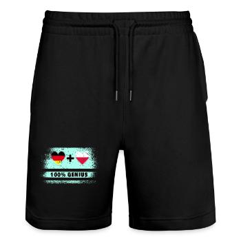 Germany and Poland 100% Ingenious / Gift - Stanley/Stella Trainer Unisex Organic Jogging Shorts - black - Front - Nik (191cm) & Marisol (170cm)