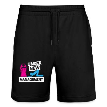 Enterrement de vie de garçon JGA Polterabend Drôle de fête - Short de jogging bio TRAINER Stanley/Stella unisexe - noir - Devant - Nik (191cm) & Marisol (170cm)