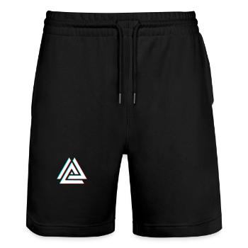 Geometric Triangle Neon 3D - Stanley/Stella Trainer Unisex Organic Jogging Shorts - black - Front - Nik (191cm) & Marisol (170cm)