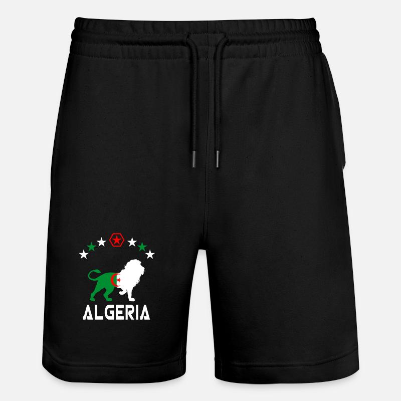 Algeria Lion Flags Design/ Gift - Stanley/Stella Trainer Unisex Organic Jogging Shorts - black