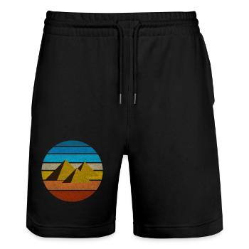 Ägypten Retro Pyramiden Vintage Geschenkidee Kairo - Stanley/Stella Unisex Bio Joggingshorts Trainer  - Schwarz - Vorne - Nik (191cm) & Marisol (170cm)