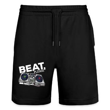 Beatbox Turntable MC DJ Deejay Scratchen Hip Hop - Stanley/Stella Unisex Bio Joggingshorts Trainer  - Schwarz - Vorne - Nik (191cm) & Marisol (170cm)