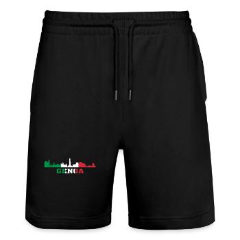 Genoa City Skyline Italy Landmark, Gênes Italie - Short de jogging bio TRAINER Stanley/Stella unisexe - noir - Devant - Nik (191cm) & Marisol (170cm)