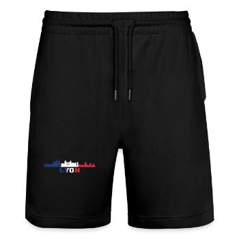 Lyon City Skyline Frankreich Wahrzeichen Karte - Stanley/Stella Unisex Bio Joggingshorts Trainer  - Schwarz - Vorne - Nik (191cm) & Marisol (170cm)