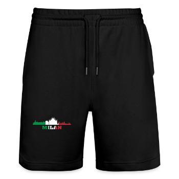 Mailänder Stadt Skyline Italien Wahrzeichen, Mailand Italien - Stanley/Stella Unisex Bio Joggingshorts Trainer  - Schwarz - Vorne - Nik (191cm) & Marisol (170cm)
