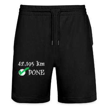 Marathon runner race running endurance jogging gym - Stanley/Stella Trainer Unisex Organic Jogging Shorts - black - Front - Nik (191cm) & Marisol (170cm)