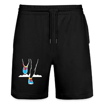 Laufen Rennen Joggen Marathon Halbmarathon Sport - Stanley/Stella Unisex Bio Joggingshorts Trainer  - Schwarz - Vorne - Nik (191cm) & Marisol (170cm)