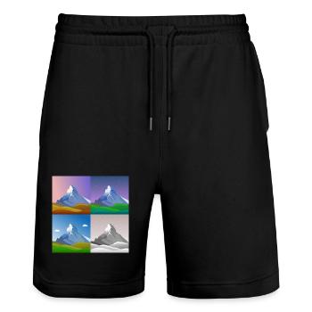 colorful mountains, Matterhorn, Switzerland, Alps, alps - Stanley/Stella Trainer Unisex Organic Jogging Shorts - black - Front - Nik (191cm) & Marisol (170cm)