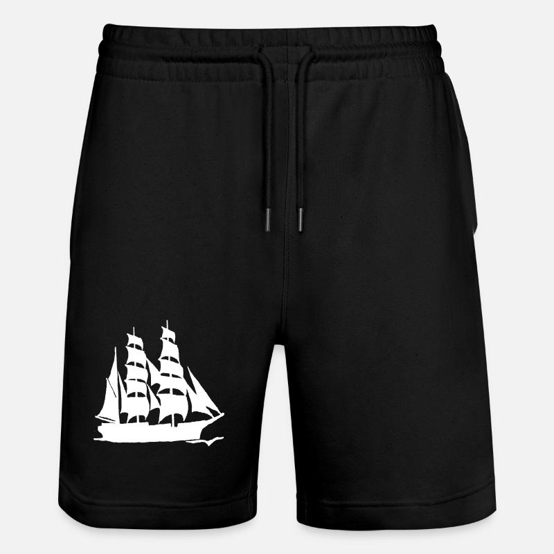 VOILIER GRAND FORMAT BLANC - Short de jogging bio TRAINER Stanley/Stella unisexe - noir