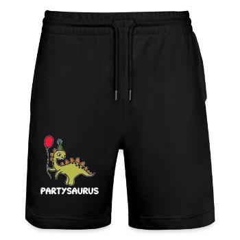 Make Party Celebrate Birthday Celebrate Dino Fun - Stanley/Stella Trainer Unisex Organic Jogging Shorts - black - Front - Nik (191cm) & Marisol (170cm)
