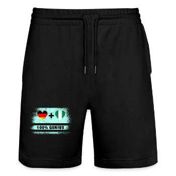 Germany and Nigeria 100% Ingenious / Gift - Stanley/Stella Trainer Unisex Organic Jogging Shorts - black - Front - Nik (191cm) & Marisol (170cm)