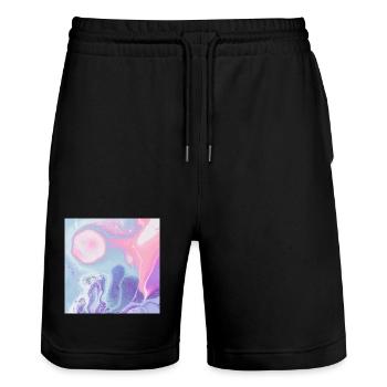 mouse pad colorful texture design - Stanley/Stella Trainer Unisex Organic Jogging Shorts - black - Front - Nik (191cm) & Marisol (170cm)