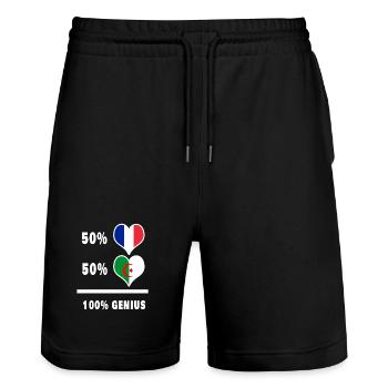 France and Algeria 100% awesome / gift - Stanley/Stella Trainer Unisex Organic Jogging Shorts - black - Front - Nik (191cm) & Marisol (170cm)